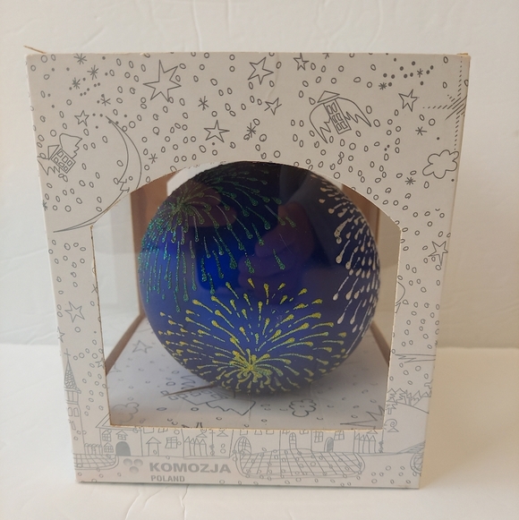 Komozja Blue Ball Glass Christmas Ornament - Picture 2 of 8